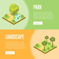 Parkland landscape design isometric posters