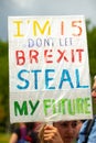 Anti-Brexit campaign posters & banners at the March For Change protest demonstration.