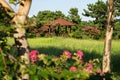 Park with a little gardenhouse and flowers in Seogwipo, Jeju Island, South Korea Royalty Free Stock Photo