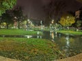 Belgrade city center Student park by night after rain