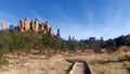 Park in Mexico Sierra de Organos with large rock formations in desert environment in Sombrerete Zacatecas Royalty Free Stock Photo