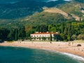 The park Milocer, Villa, beach Queen. Near the island of Sveti Stefan in Montenegro.