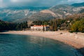 The park Milocer, Villa, beach Queen. Near the island of Sveti Stefan in Montenegro.