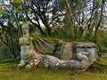 Park of the Monsters, Sacred Grove, Garden of Bomarzo. Harpy with bat wings Royalty Free Stock Photo