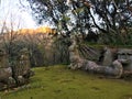 Park of the Monsters, Sacred Grove, Garden of Bomarzo. Lions and harpy, alchemy