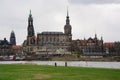 Park near the river Elbe in the center of Dresden in Germany