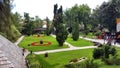 Park next to medieval Bran Castle in Brasov, Romania Royalty Free Stock Photo
