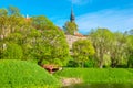 Park and old town. Tallinn, Estonia Royalty Free Stock Photo