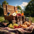Park paradise Picnic basket filled with delights under sunny skies