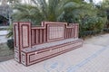 Park, Parque Ribalta, public garden city center,ceramic bench.Castellon,Spain.