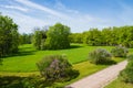 Scenic nature landscape of path through park Royalty Free Stock Photo