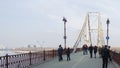 Park pedestrian bridge in Kiev on a spring day