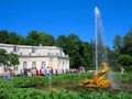 Park of Peterhof, Russia, fountain the Triton, people Royalty Free Stock Photo