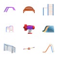 Park playground icon set, cartoon style Royalty Free Stock Photo