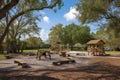 park with playground and picnic area, perfect for family outings Royalty Free Stock Photo