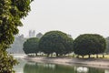 Park and pond in VIctoria Memorial Hall in Kolkata, India. Royalty Free Stock Photo