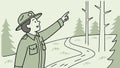 Park Ranger Pointing in a Forest, vector design Generative AI Royalty Free Stock Photo