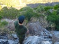 Park ranger watching over the forest at summer time to prevent wild fires. Royalty Free Stock Photo