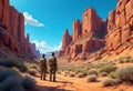 Park rangers exploring the majestic Monument Valley Royalty Free Stock Photo
