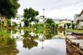 Park reflection in rain water. awesome outlook and peace of nature Royalty Free Stock Photo