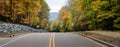 Park Road headed down from Granite Peak ski area in Rib Mountain State Park, Wausau, Wisconsin in October Royalty Free Stock Photo