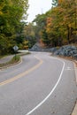 Park Road headed for Granite Peak ski area in Rib Mountain State Park, Wausau, Wisconsin in October Royalty Free Stock Photo