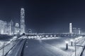 Skyline of downtown of Hong Kong city at night Royalty Free Stock Photo