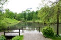 Park with small lake, feel peaceful and relax. Royalty Free Stock Photo