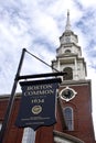 Park St Church on Boston Common, part of The Freedom Trail. Boston, MA, USA. September 27, 2016. Royalty Free Stock Photo