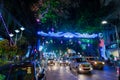 Park street is decorated with diwali lights for the occassion of Diwali, deepabali or deepavali