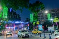 Park street is decorated with diwali lights for the occassion of Diwali, deepabali or deepavali