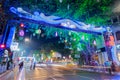 Park street is decorated with diwali lights for the occassion of Diwali, deepabali or deepavali