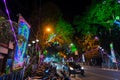 Park street is decorated with diwali lights for the occassion of Diwali, deepabali or deepavali