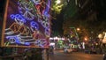 Park street is decorated with diwali lights for the occassion of Diwali, deepabali or deepavali.