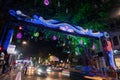 Park street is decorated with diwali lights for the occassion of Diwali, deepabali or deepavali