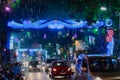 Park street is decorated with diwali lights for the occassion of Diwali, deepabali or deepavali