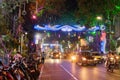 Park street is decorated with diwali lights for the occassion of Diwali, deepabali or deepavali