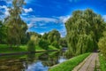 Park.Summer.The grass is green. Trees. Royalty Free Stock Photo