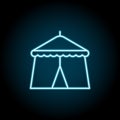 Park tent, circus blue neon icon. Simple thin line, outline vector of amusement icons for ui and ux, website or mobile application