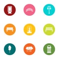 Park territory icons set, flat style