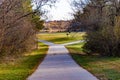 Park trails make for a healthy lifestyle. Here is a fork in the road. Royalty Free Stock Photo