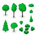 Park Tree Sign 3d Icon Set Isometric View. Vector