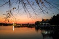 Park with twilight sky