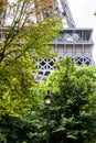 The park under the Eiffel Tower during summer