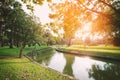 Park with warm light