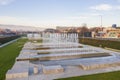 ZAGREB, CROATIA - DECEMBER 31, 2019: Park in Zagreb with Fountains. Close to National and University Library in Zagreb, Croatia