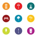 Park zoning icons set, flat style