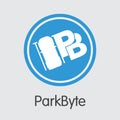 Parkbyte Cryptographic Currency - Vector Symbol. Royalty Free Stock Photo
