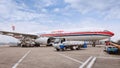 Parked airplane at Beijing Capital International Airport, China