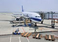 Parked airplane at Beijing Capital International Airport